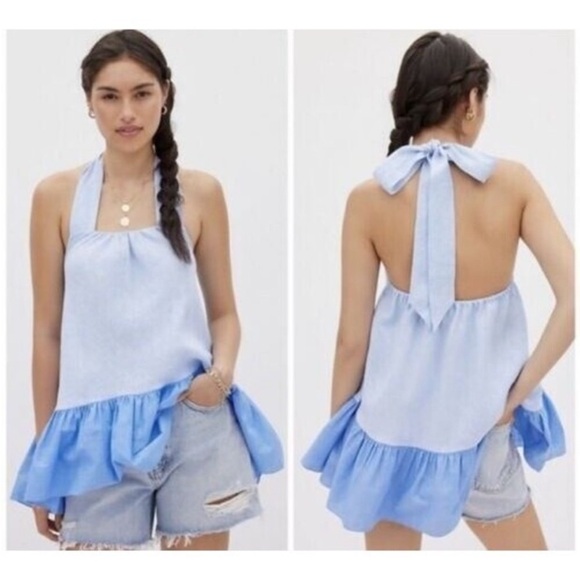 Sachin & Babi x Anthropologie Linen Halter Top Size Large - Picture 2 of 7